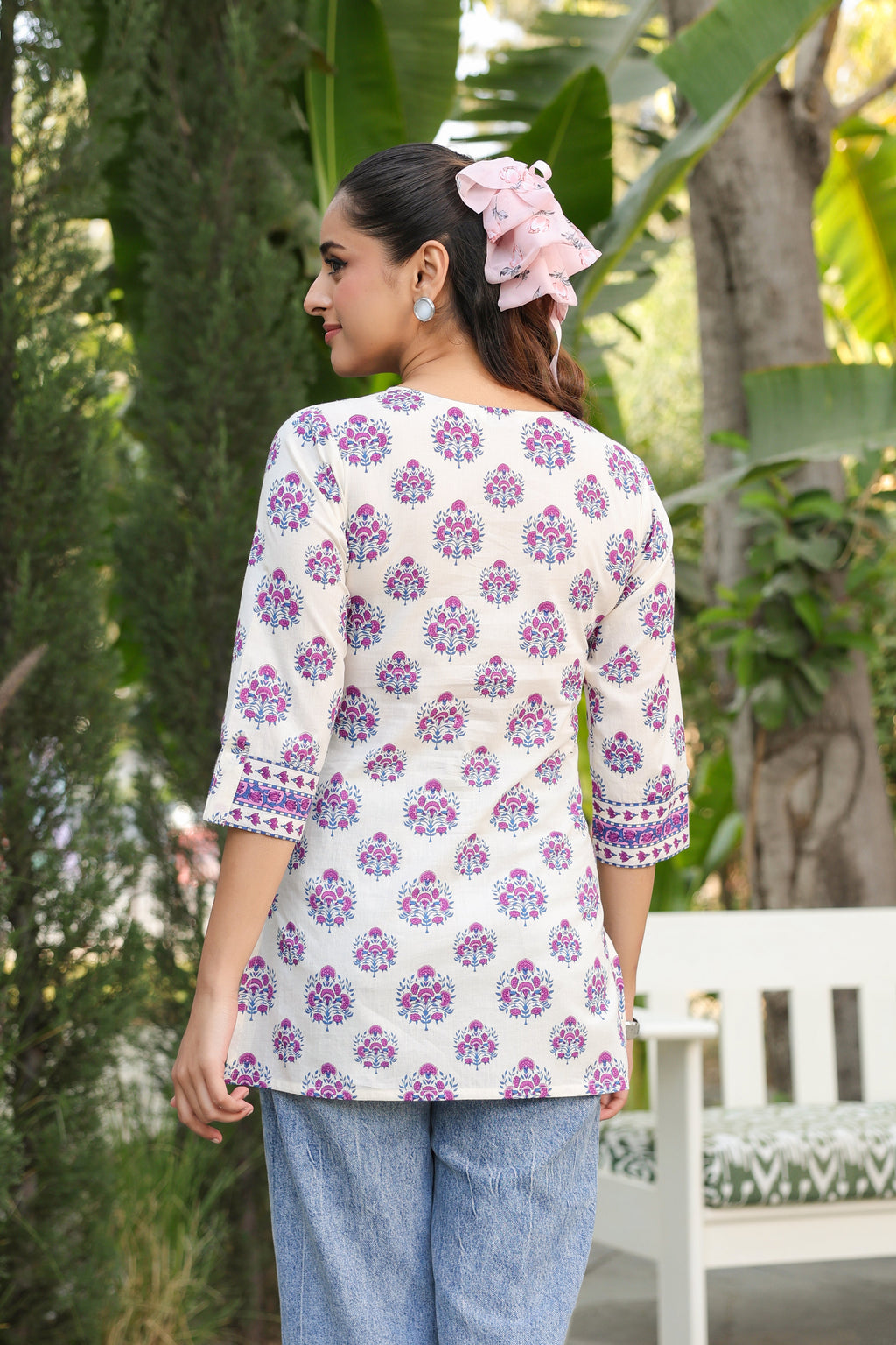 Ethnic Motifs Printed Round Neck Pure Cotton Top