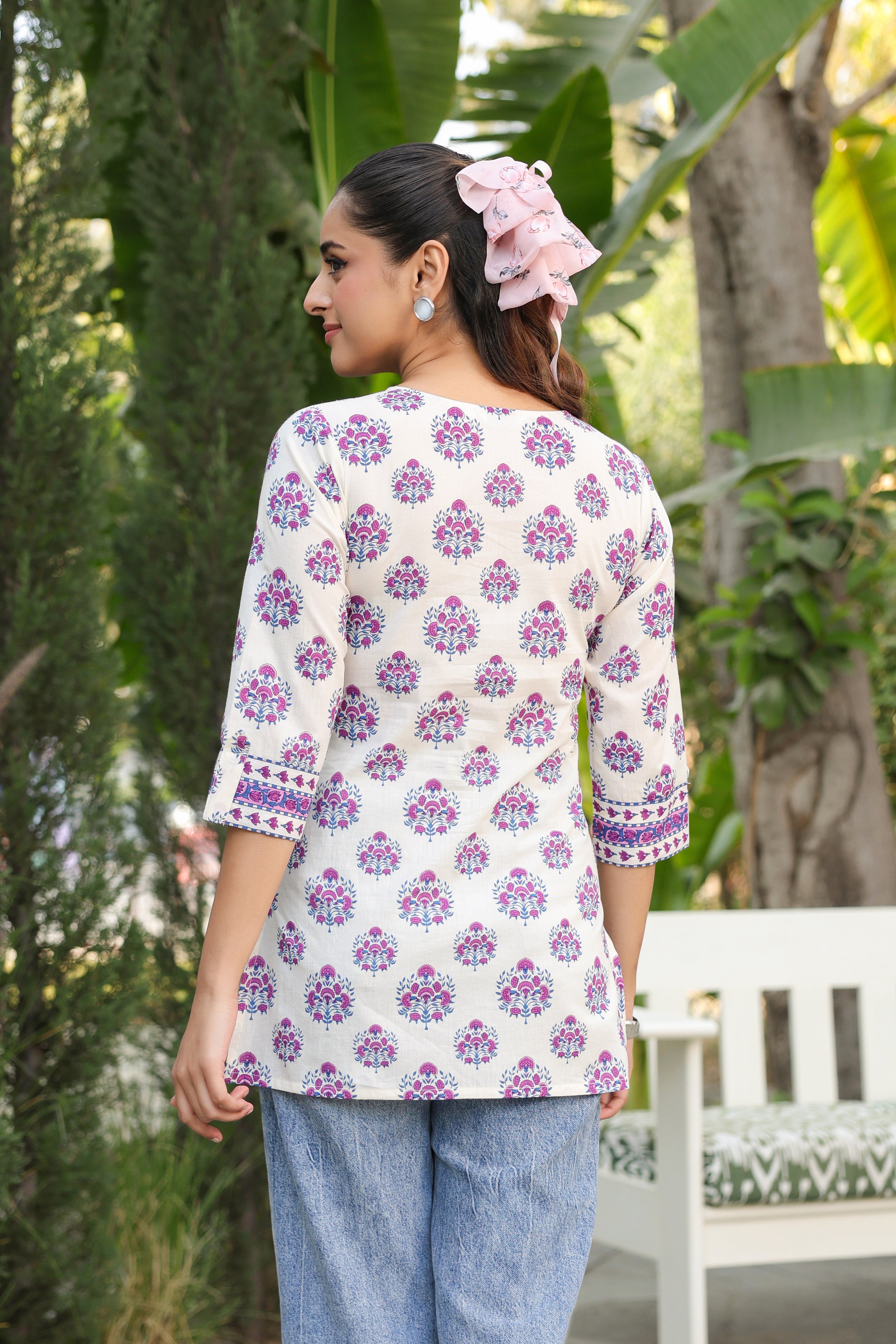 Ethnic Motifs Printed Round Neck Pure Cotton Top