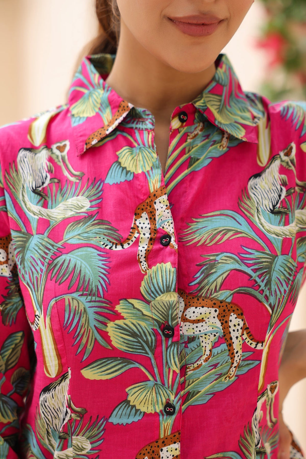 Women Animal Print Pure Cotton Top