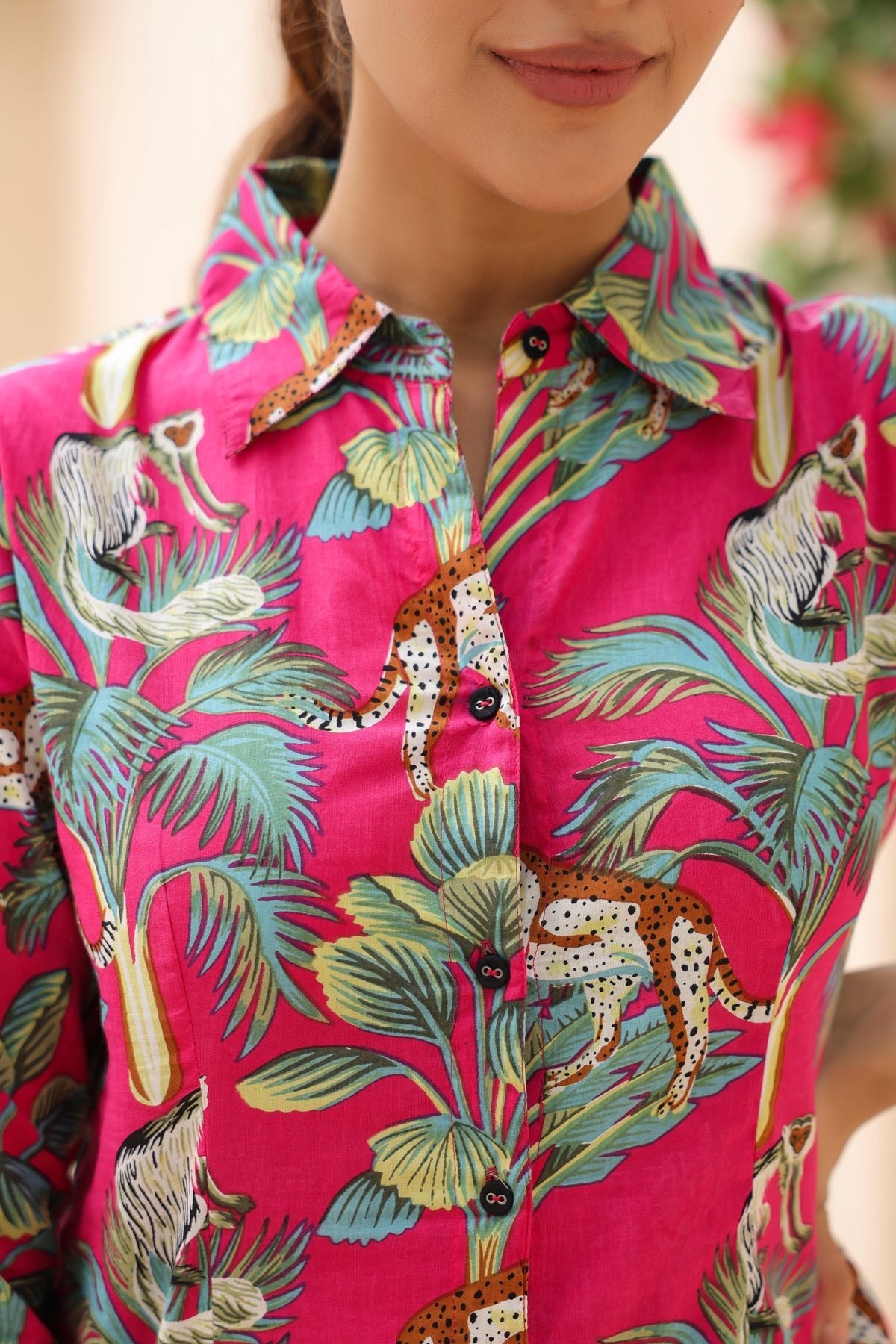 Women Animal Print Pure Cotton Top