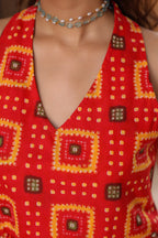 Women Printed Cotton Sleeveless Peplum Top