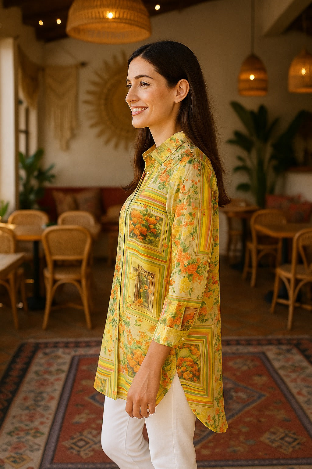 YELLOW FRAME COLLARED BUTTON DOWN SHIRT