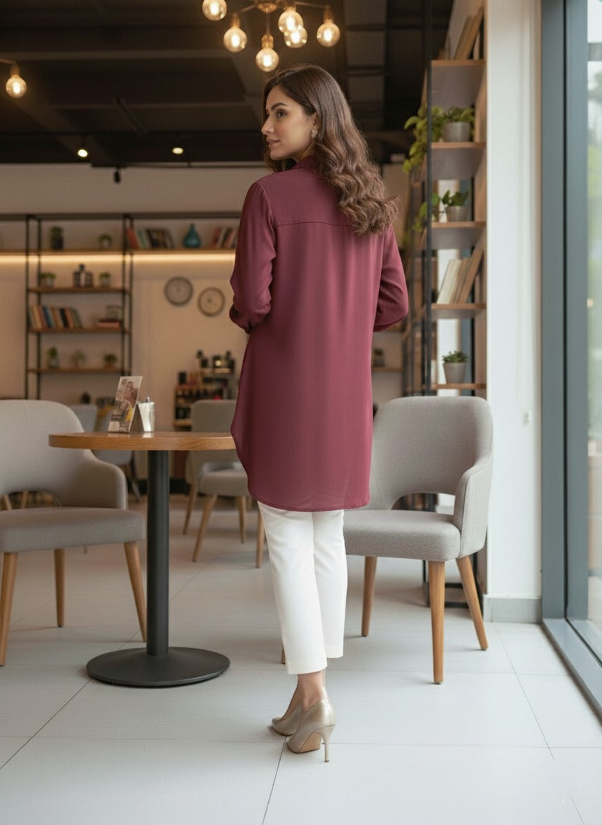 WINE BUGS YOKE PLEATED SHIRT