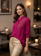 RANI FEATHER CONCEAL PLACKET SHIRT