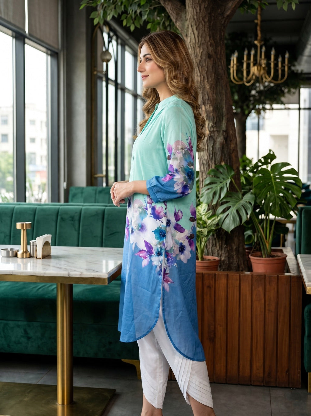 BLUE JESSICA GATHERED TUNIC