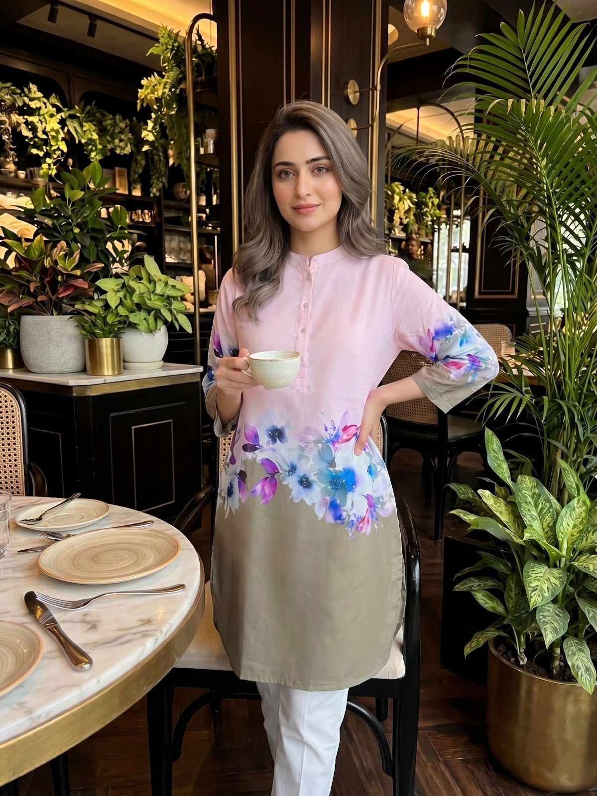 PINK JESSICA GATHERED TUNIC