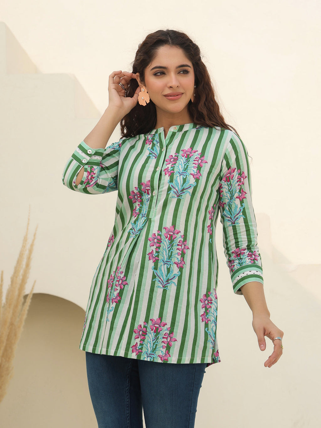 Women Floral Printed A-Line Cotton Top