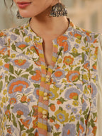 Women Floral Printed Regular Pure Cotton Kurta with Trousers & With Dupatta