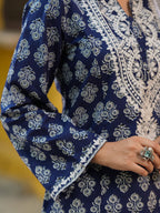 Women Ethnic Motifs Printed Regular Thread Work Pure Cotton Kurta with Trousers & With Dupatta