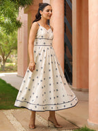 Women Ethnic Motifs Printed Shoulder Straps Fit & Flared Midi Dresses