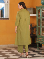 Shirt Collar Pure Cotton A-Line Kurta With Trousers