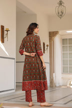 Women Ethnic Motifs Printed Regular Pure Cotton Kurta with Trousers & With Dupatta