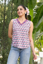 Print Cotton Blend Top