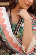 Women Floral Printed Cotton Anarkali Kurta with Trousers & Dupatta