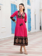Ethnic Motifs Printed Cotton Fit & Flare Midi Dress