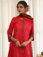 Women Ethnic Motifs Printed Regular Pure Cotton Kurta with Trousers & With Dupatta