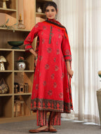 Women Ethnic Motifs Printed Regular Pure Cotton Kurta with Trousers & With Dupatta