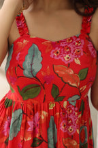 Women's Floral Printed Fit & Flare Midi Ethnic Dresses
