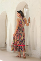 Paisley Printed Pure Cotton Fit & Flare Maxi Ethnic Dresses
