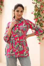 Women Animal Print Pure Cotton Top