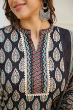 Women Ethnic Motifs Printed Regular Pure Cotton Kurta with Trousers & With Dupatta