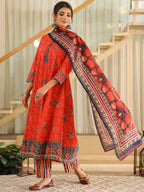 Women Ethnic Motifs Printed Regular Pure Cotton Kurta with Trousers & With Dupatta