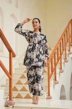 Women Black and White Floral Printed Co-ords Set