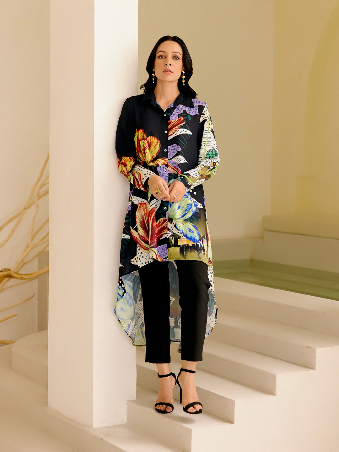 BUSH BLACK SOLAR DRESS