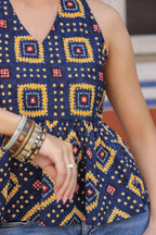 Women Print Cotton Peplum Top
