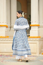 Women Floral Blue Anarkali Suit Set