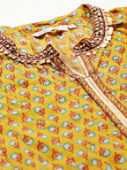 Women Mustard Coloured Kurta with Churidar & Dupatta