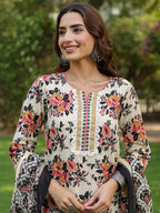 Women Floral Printed Regular Pure Cotton Kurta with Trousers & With Dupatta