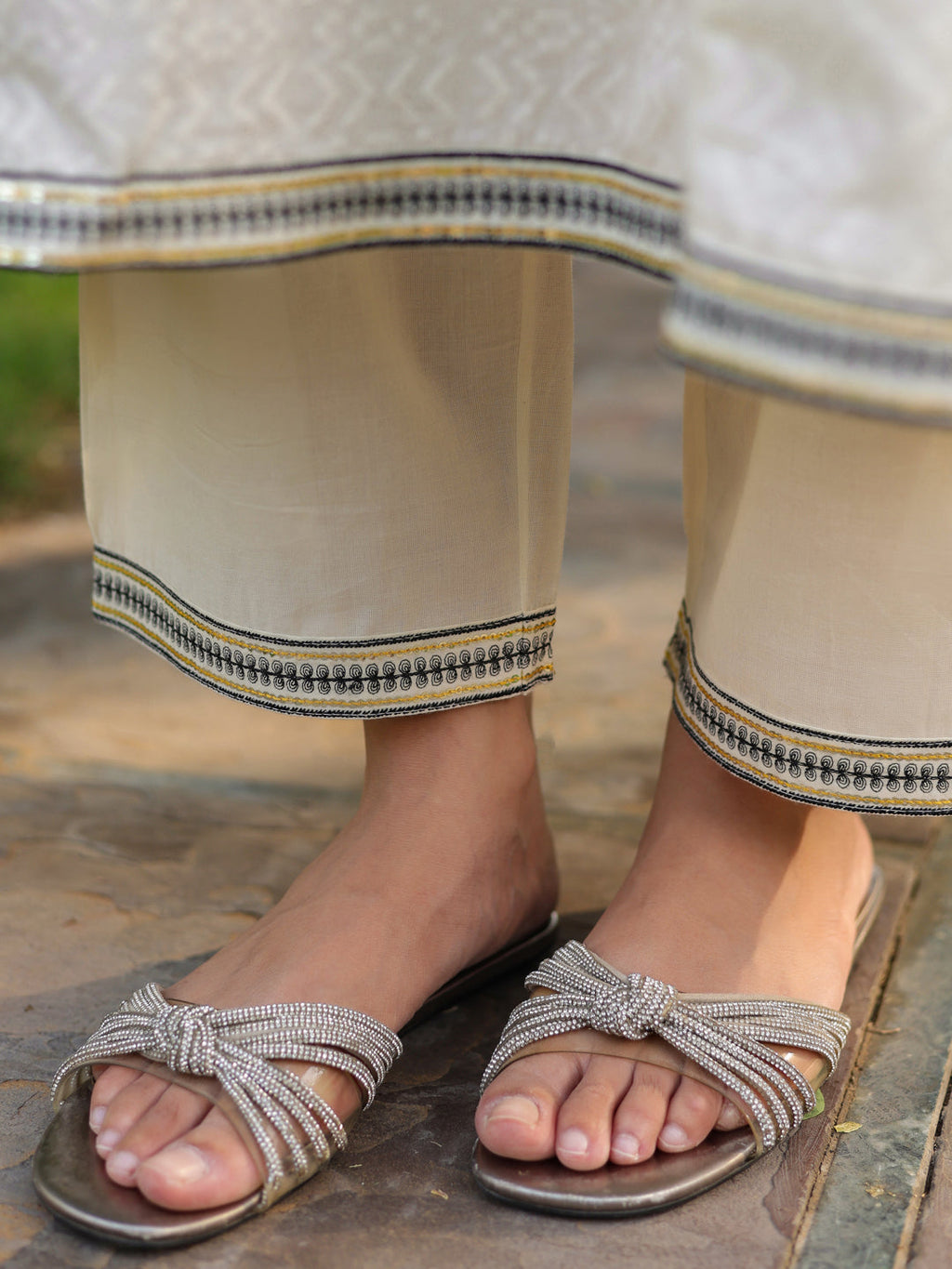 Women Floral Embroidered A-Line Pure Cotton Kurta with Trousers & Dupatta