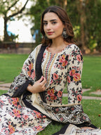 Women Floral Printed Regular Pure Cotton Kurta with Trousers & With Dupatta