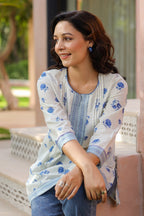 Floral Printed Round Neck Pure Cotton Top