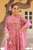 Women Floral Printed Regular Pure Cotton Kurta with Trousers & With Dupatta