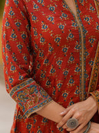 Women Ethnic Motifs Printed Cotton Anarkali Kurta with Trousers & Dupatta