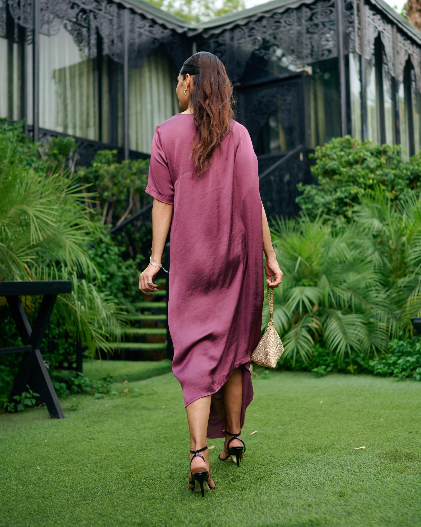 ELECTRIC PLUM CLUSTER DRESS