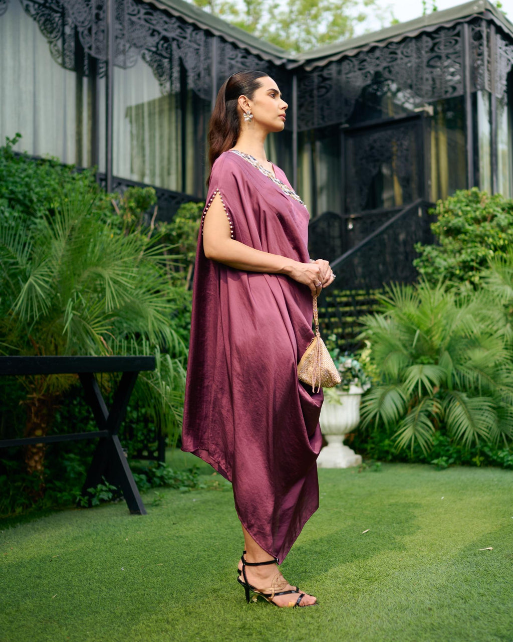 ELECTRIC PLUM CLUSTER DRESS