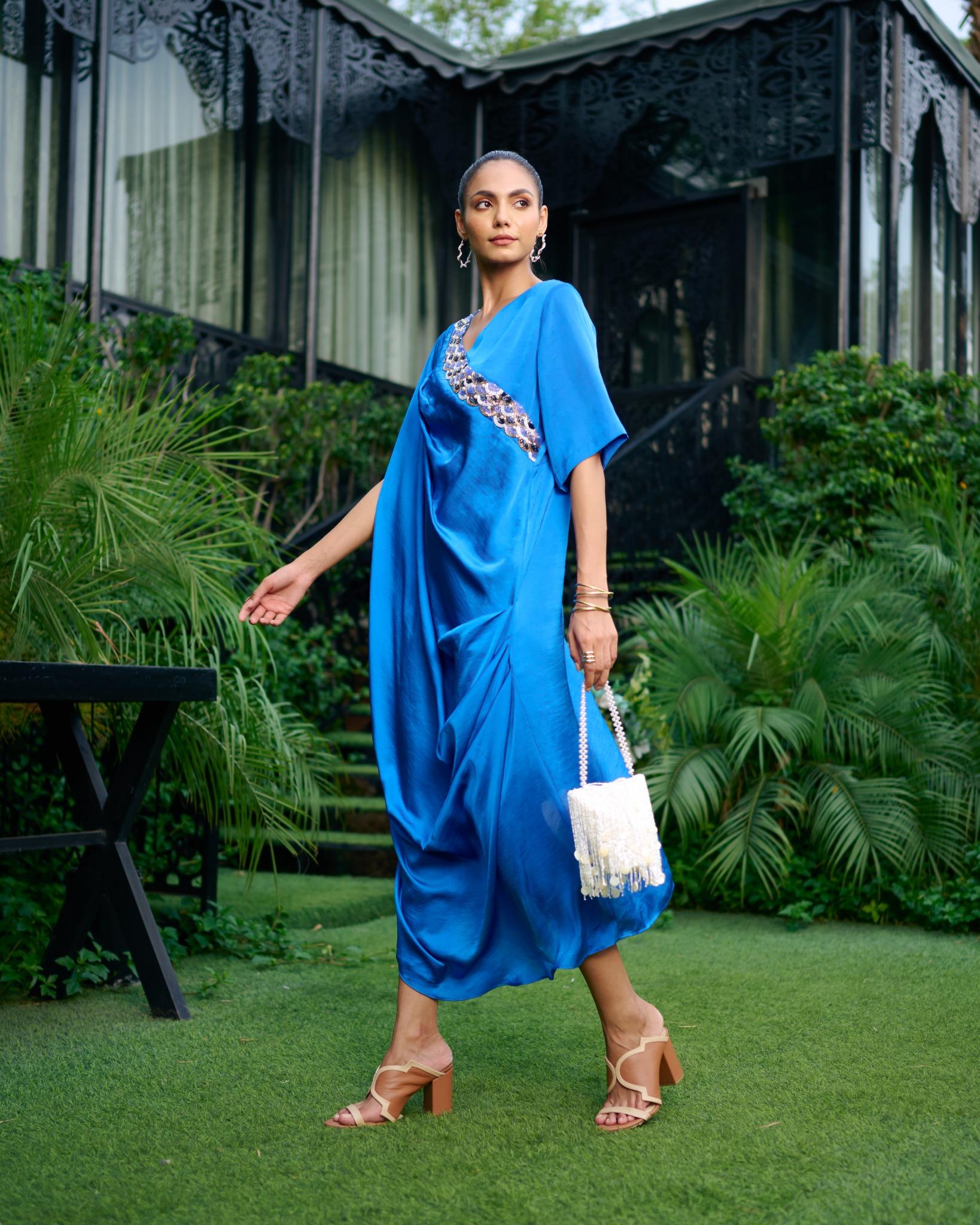 ELECTRIC BLUE CLUSTER DRESS