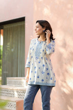 Floral Printed Round Neck Pure Cotton Top