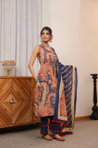 Women Ethnic Motifs Printed Regular Pure Cotton Top with Trousers & With Dupatta