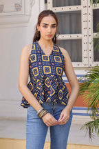 Women Print Cotton Peplum Top