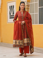 Women Ethnic Motifs Printed Cotton Anarkali Kurta with Trousers & Dupatta