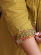 Floral Embroidered Mirror Work Pure Cotton Kurta With Trouser & Dupatta