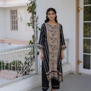 Black and Beige Gota Work Kurta Set