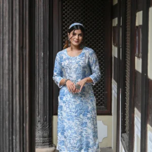 Sara Ali Khan in Icy Blue Floral Kurta Set
