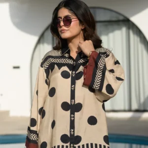 Black & Beige Polka Dot Hand Block Print Shirt