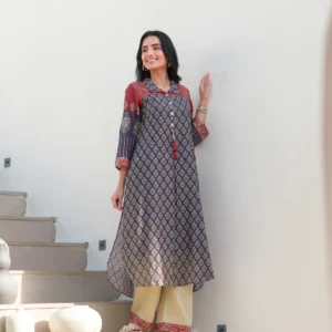 Purple and Red Vayu Mul Chanderi Kurta Set