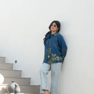 Nila Kalamkari Shirt — Teal